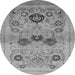 Round Machine Washable Oriental Gray Industrial Rug, wshurb3168gry