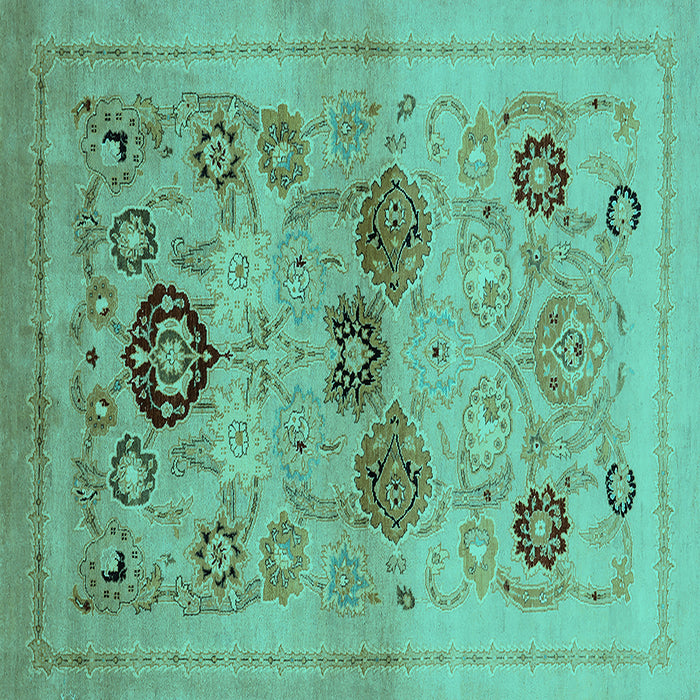 Square Oriental Turquoise Industrial Rug, urb3168turq