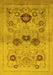 Machine Washable Oriental Yellow Industrial Rug, wshurb3168yw