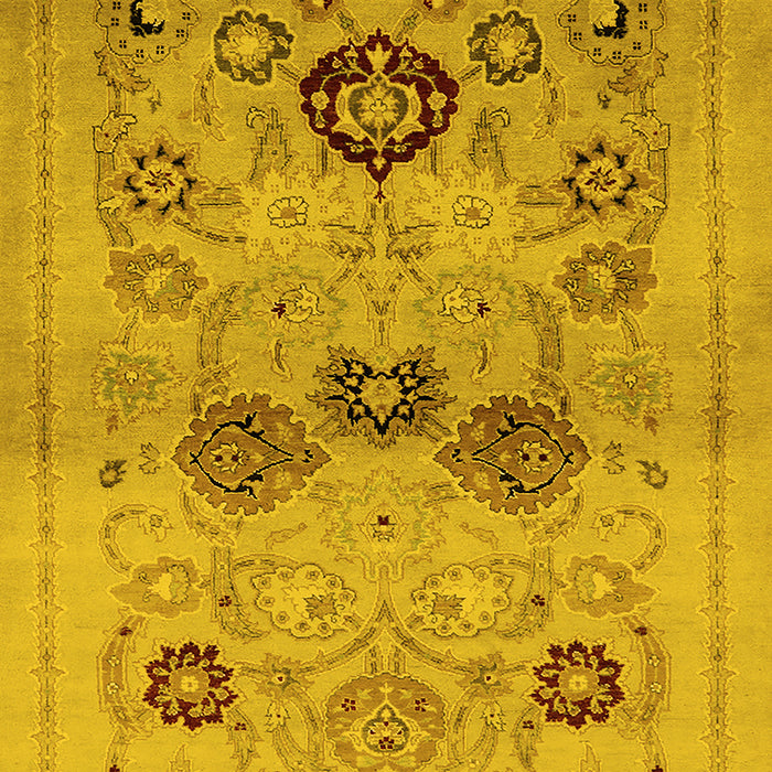 Machine Washable Oriental Yellow Industrial Rug, wshurb3168yw
