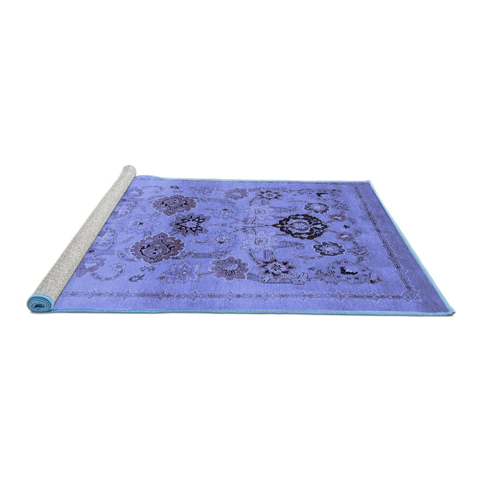 Sideview of Machine Washable Oriental Blue Industrial Rug, wshurb3168blu