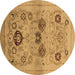 Round Oriental Brown Industrial Rug, urb3168brn