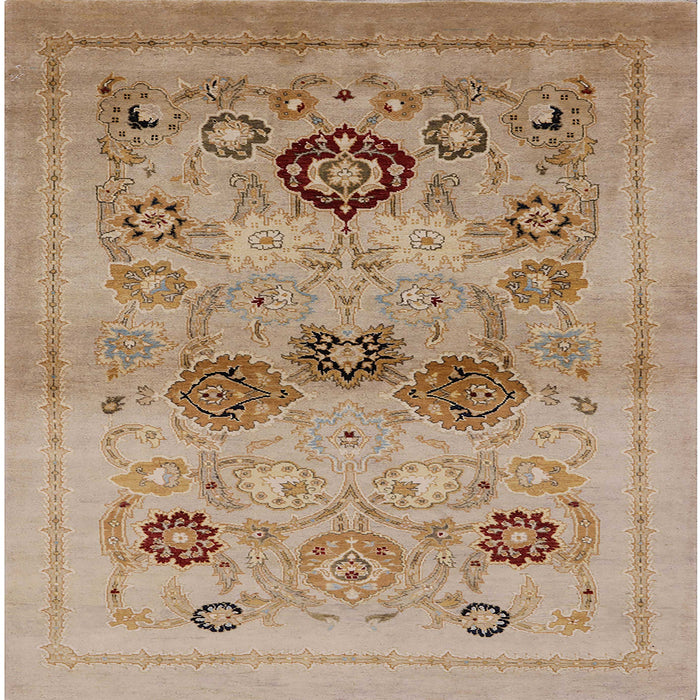 Square Mid-Century Modern Light Brown Oriental Rug, urb3168