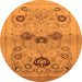 Round Machine Washable Oriental Orange Industrial Area Rugs, wshurb3168org