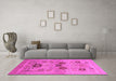 Machine Washable Oriental Pink Industrial Rug in a Living Room, wshurb3168pnk