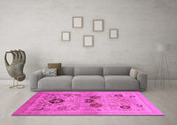 Machine Washable Oriental Pink Industrial Rug, wshurb3168pnk