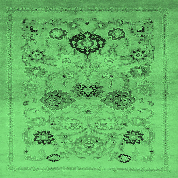 Square Oriental Emerald Green Industrial Rug, urb3168emgrn