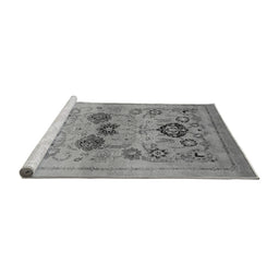 Sideview of Machine Washable Oriental Gray Industrial Rug, wshurb3168gry
