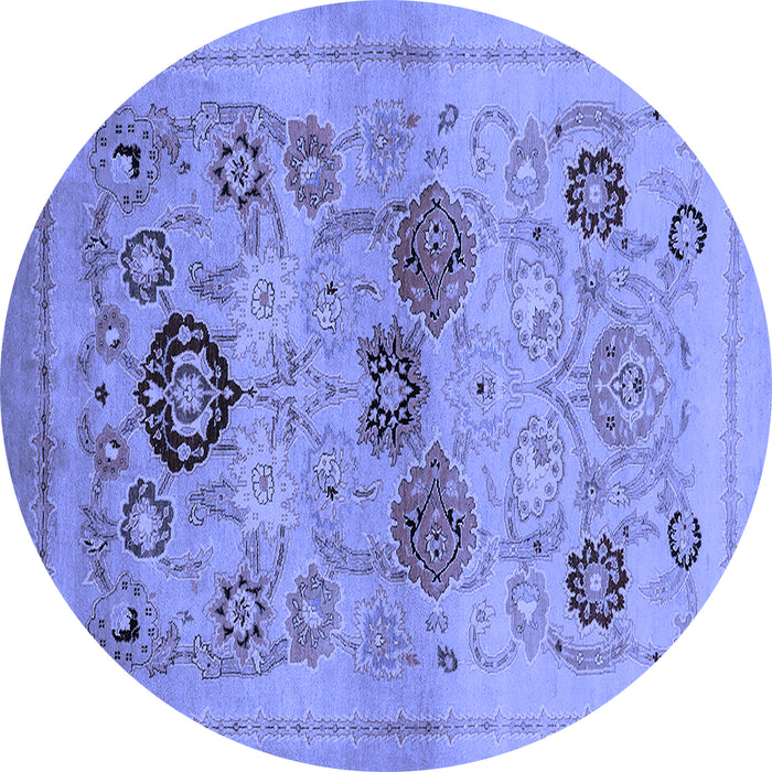 Round Oriental Blue Industrial Rug, urb3168blu
