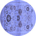 Round Oriental Blue Industrial Rug, urb3168blu