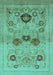 Machine Washable Oriental Turquoise Industrial Area Rugs, wshurb3168turq