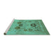 Sideview of Machine Washable Oriental Turquoise Industrial Area Rugs, wshurb3168turq