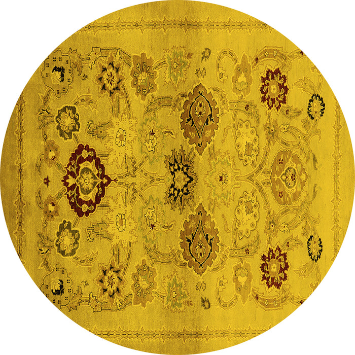Round Oriental Yellow Industrial Rug, urb3168yw