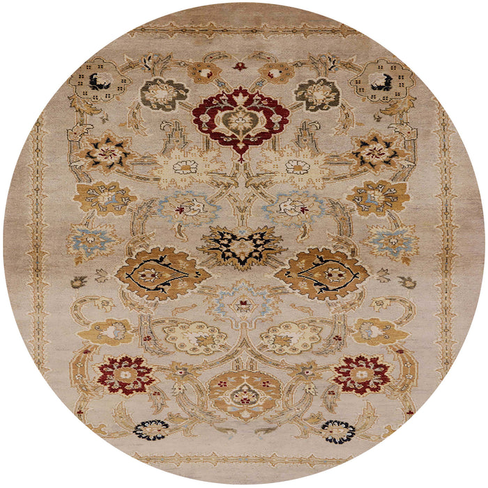 Round Mid-Century Modern Light Brown Oriental Rug, urb3168