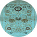 Round Oriental Light Blue Industrial Rug, urb3168lblu