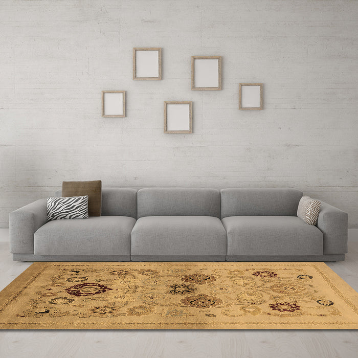 Machine Washable Oriental Brown Industrial Rug in a Living Room,, wshurb3168brn