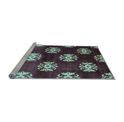 Sideview of Machine Washable Oriental Light Blue Industrial Rug, wshurb3169lblu
