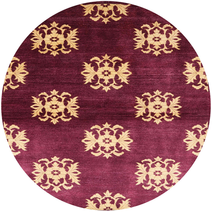 Round Mid-Century Modern Red Oriental Rug, urb3169