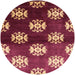 Round Mid-Century Modern Red Oriental Rug, urb3169