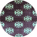 Round Oriental Light Blue Industrial Rug, urb3169lblu