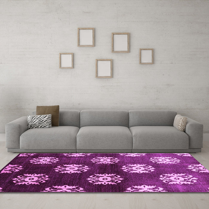 Machine Washable Oriental Purple Industrial Area Rugs in a Living Room, wshurb3169pur