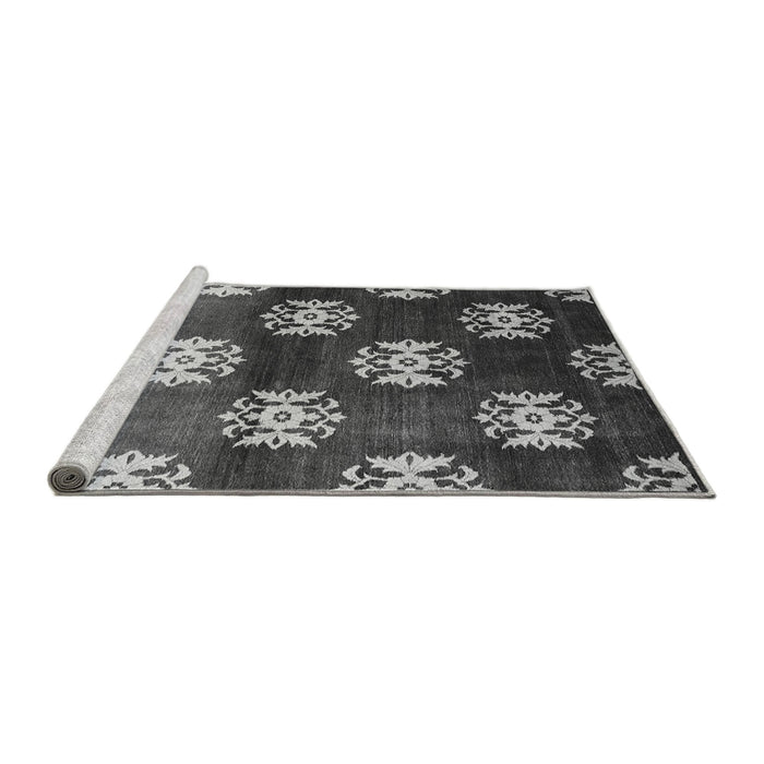 Sideview of Machine Washable Oriental Gray Industrial Rug, wshurb3169gry