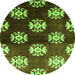 Round Oriental Green Industrial Rug, urb3169grn