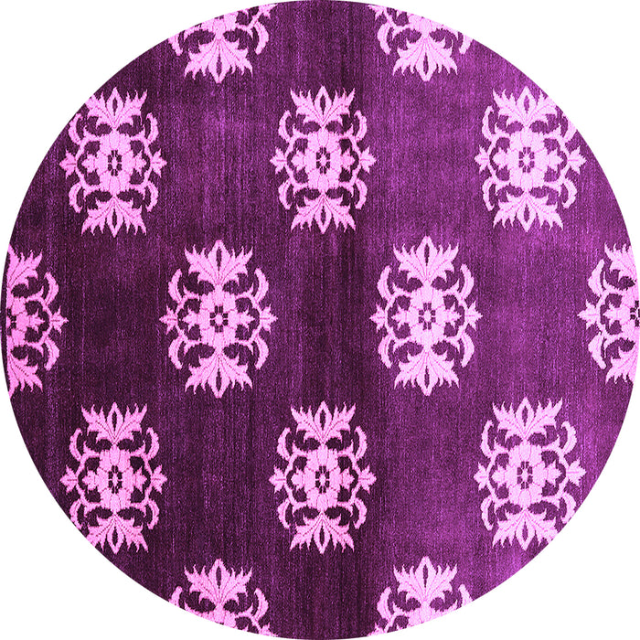 Round Machine Washable Oriental Purple Industrial Area Rugs, wshurb3169pur