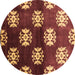 Round Oriental Brown Industrial Rug, urb3169brn