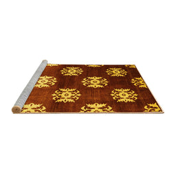Sideview of Machine Washable Oriental Yellow Industrial Rug, wshurb3169yw