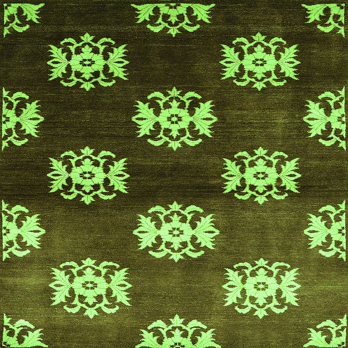 Square Machine Washable Oriental Green Industrial Area Rugs, wshurb3169grn