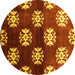 Round Oriental Yellow Industrial Rug, urb3169yw