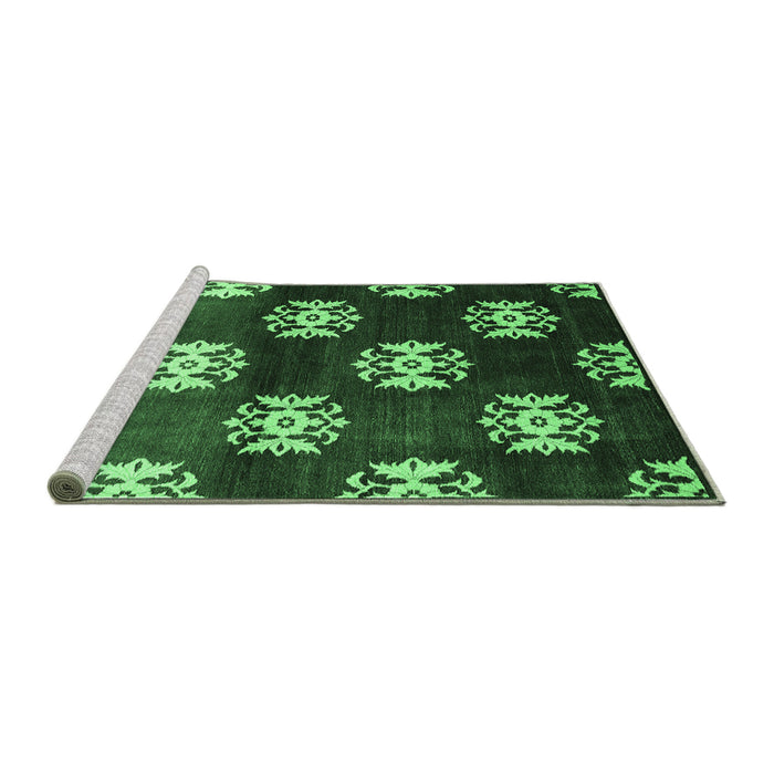 Sideview of Machine Washable Oriental Emerald Green Industrial Area Rugs, wshurb3169emgrn