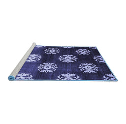 Sideview of Machine Washable Oriental Blue Industrial Rug, wshurb3169blu