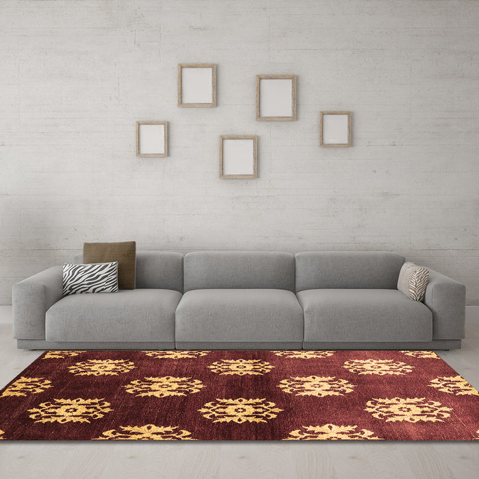 Machine Washable Oriental Brown Industrial Rug in a Living Room,, wshurb3169brn