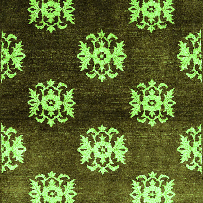 Machine Washable Oriental Green Industrial Area Rugs, wshurb3169grn