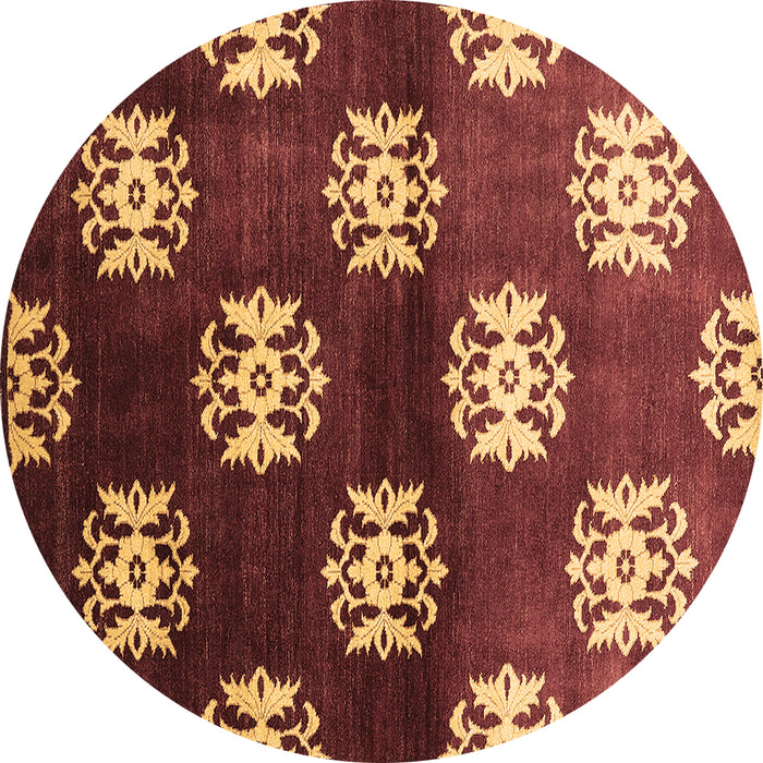 Round Machine Washable Oriental Brown Industrial Rug, wshurb3169brn