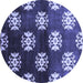 Round Oriental Blue Industrial Rug, urb3169blu