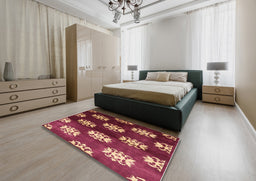 Mid-Century Modern Red Oriental Rug in a Bedroom, urb3169