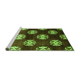 Sideview of Machine Washable Oriental Green Industrial Area Rugs, wshurb3169grn
