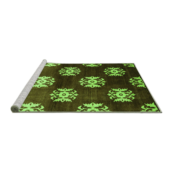 Sideview of Machine Washable Oriental Green Industrial Area Rugs, wshurb3169grn