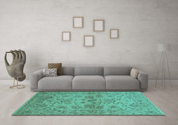 Machine Washable Oriental Turquoise Industrial Area Rugs in a Living Room,, wshurb3170turq