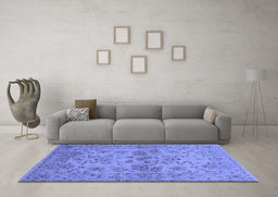 Machine Washable Oriental Blue Industrial Rug in a Living Room, wshurb3170blu