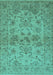 Machine Washable Oriental Turquoise Industrial Area Rugs, wshurb3170turq