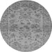 Round Machine Washable Oriental Gray Industrial Rug, wshurb3170gry