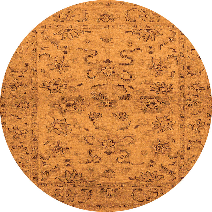 Round Machine Washable Oriental Orange Industrial Area Rugs, wshurb3170org