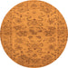 Round Machine Washable Oriental Orange Industrial Area Rugs, wshurb3170org