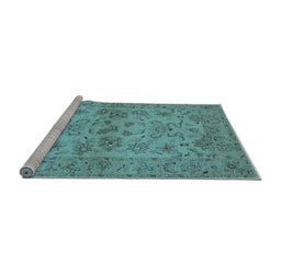 Sideview of Machine Washable Oriental Light Blue Industrial Rug, wshurb3170lblu