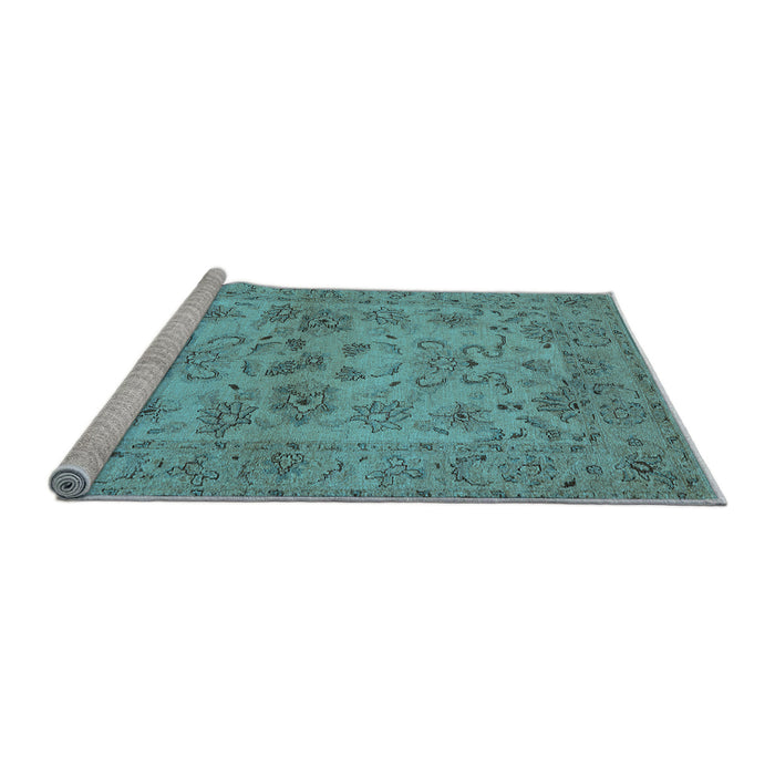 Sideview of Machine Washable Oriental Light Blue Industrial Rug, wshurb3170lblu