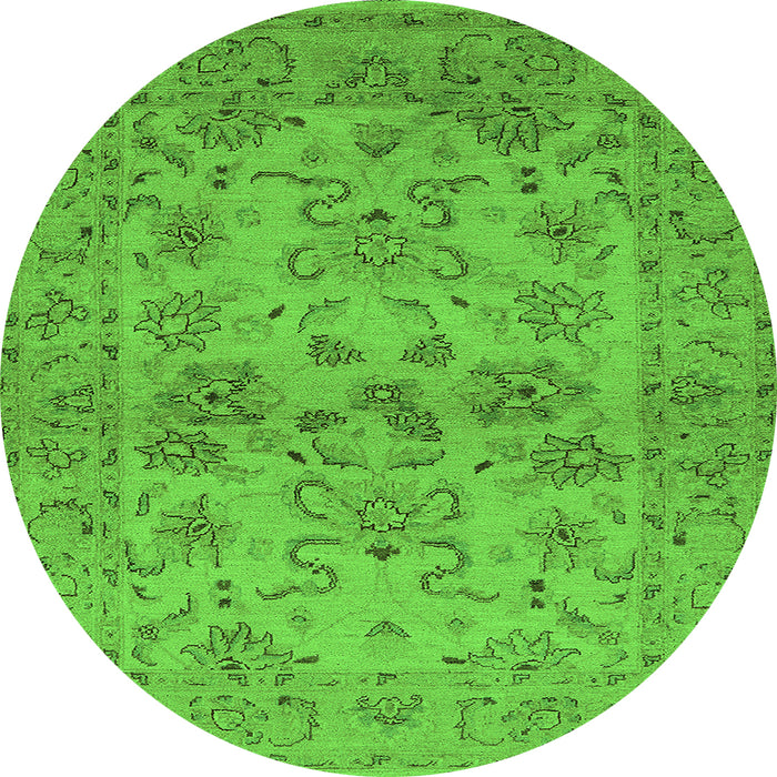Round Machine Washable Oriental Green Industrial Area Rugs, wshurb3170grn